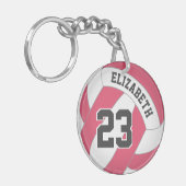 Wählen Sie Ihre Farbe rosa weißen Mädchen Volleyba Schlüsselanhänger (Vorderseite links)