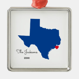 Wählen Sie Ihre Farbe Texas Map Form Ornament Aus Metall