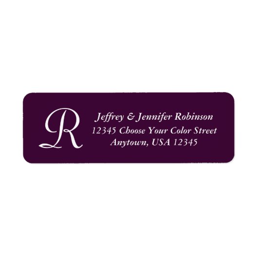 WÄHLEN SIE IHRE FARBEN, Lila Monogramm-Rücksendead (Vorne)