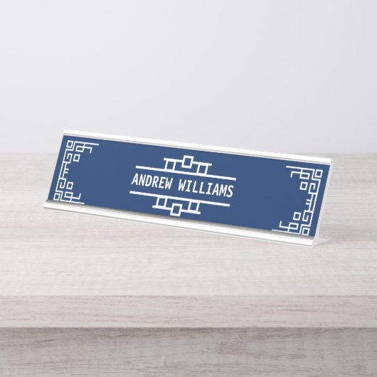 Wählen Sie Ihre Farbkunst-Deko-Retro geometrische Schreibtischnamensplakette (Vorderseite )