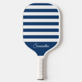 Wählen Sie Ihre Farbstreifen - Navy Blue & White Pickleball Schläger (Rückseite)