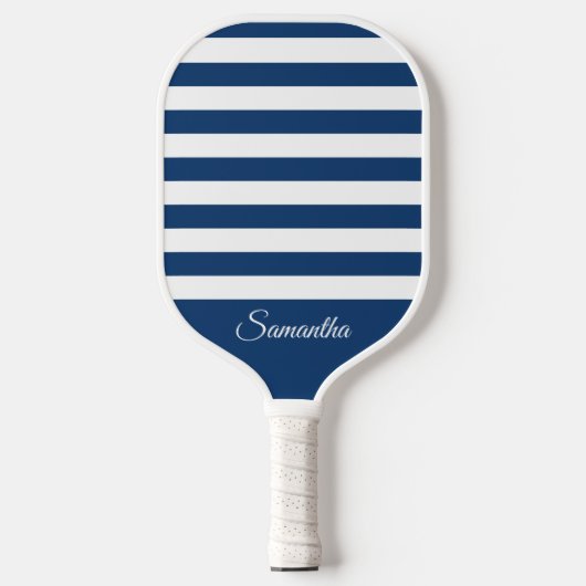Wählen Sie Ihre Farbstreifen - Navy Blue & White Pickleball Schläger (Vorderseite)