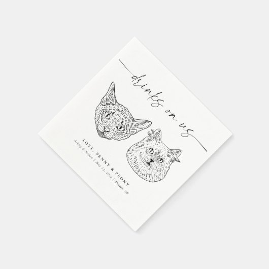 WÄHLEN SIE IHRE KATZEN Moderne Haustier Hochzeit Serviette (Ecke)