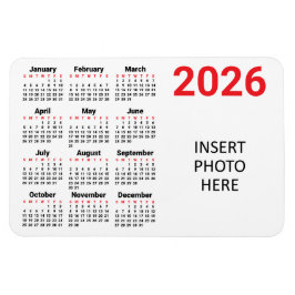 Wählen Sie Ihren eigenen Farben 2026 Foto-Kalender Magnet