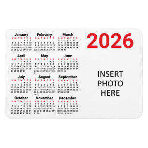 Wählen Sie Ihren eigenen Farben 2026 Foto-Kalender Magnet