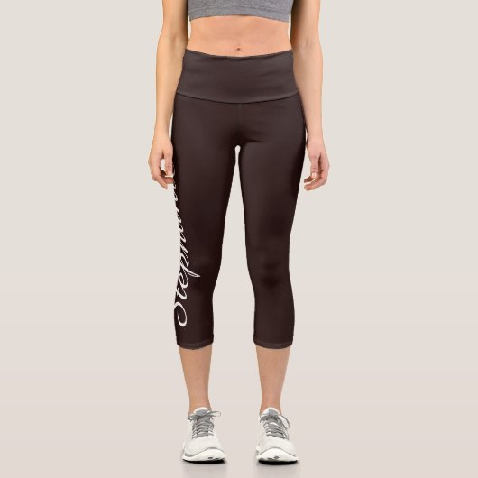 WÄHLEN SIE IHREN FARBEN ODER dunkelbraunen Yoga. Capri Leggings (Vorderseite)