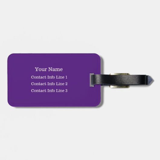 WÄHLEN SIE IHREN FARBEN- ODER Eggplant-Lila Monogr Gepäckanhänger (Rückseite horizontal)