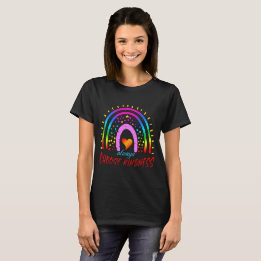 Wählen Sie immer Freundlichkeit Regenbogen T-Shirt (Vorne ganz)