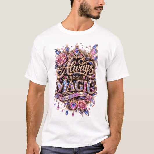 Wählen Sie immer Magic Sparkle Crystal Design T-Shirt (Vorderseite)