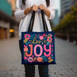 Wählen Sie Joy Floral Tote Bag, Inspiration Zitat Tasche