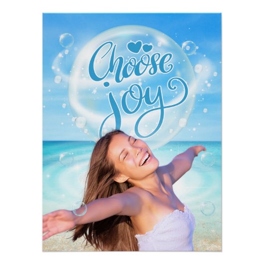 Wählen Sie Joy Inspirational Beach Poster aus (Vorderseite)