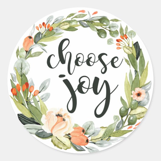 Wählen Sie Joy, Inspirational Faith Sticker. Runder Aufkleber (Vorderseite)