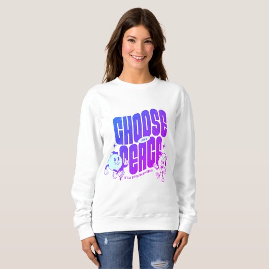 Wählen Sie Joy & Peace Niedlich Inspirational Blue Sweatshirt (Vorne ganz)