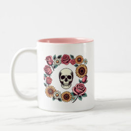 Wählen Sie Joy Skull und Blume Zweifarbige Tasse