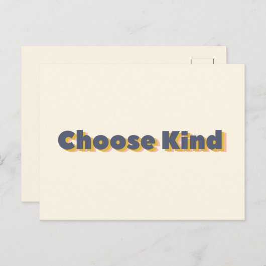 Wählen Sie Kind Bold 3D Typografie Inspirational B Postkarte (Vorne/Hinten)