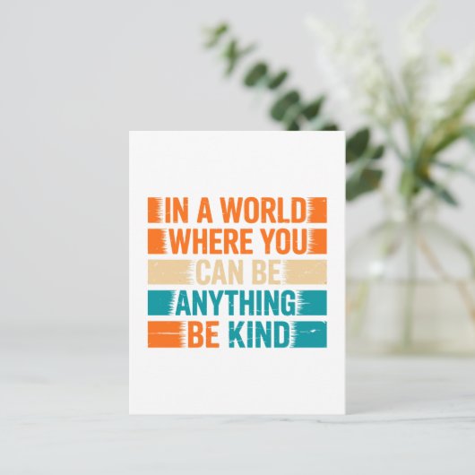 Wählen Sie Kindness - Inspirationstechnische Typog Postkarte (Stehend Vorderseite)