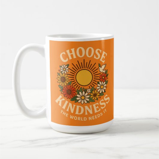 Wählen Sie Kindness Retro Floral Art Kaffeetasse (Links)
