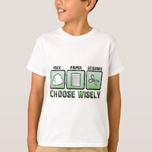 "Wählen Sie klug" Felsen-Papier-Scheren T-Shirt