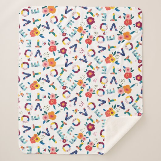 Wählen Sie Modernes Blumenmuster in blaugrünem Ros Sherpadecke (Vorderseite)