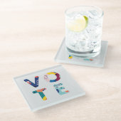 Wählen Sie Modernes Blumenmuster - mehrfarbiger Un Glasuntersetzer (Schrägansicht)