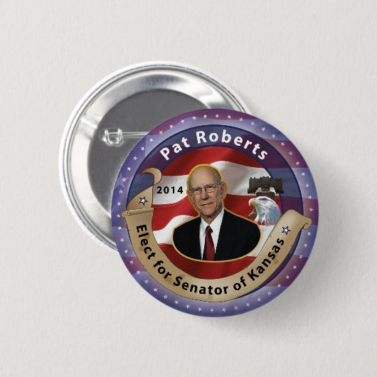 Wählen Sie Pat Roberts für Senator von Kansas - Button (Vorne & Hinten)