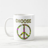 Wählen Sie Peace - Retro Blume Peace Signing Kaffe Kaffeetasse (Links)