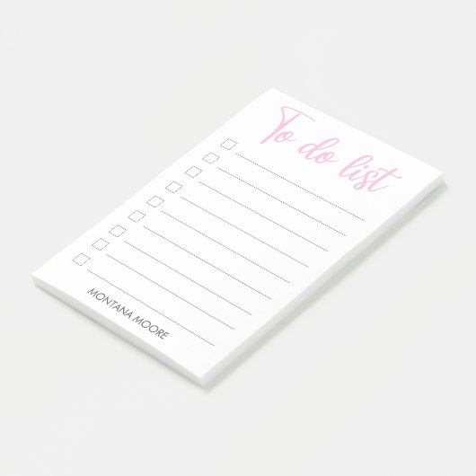 Wählen Sie Personalisiert aus, um Rosa handschrift Post-it Klebezettel (angewinkelt)
