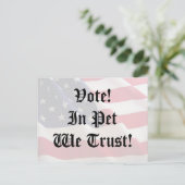 Wählen Sie Pet, auf das wir vertrauen Postkarte (Stehend Vorderseite)