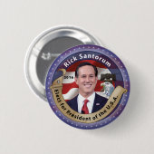 Wählen Sie Rick Santorum für Präsidenten - 2016 Button (Vorne & Hinten)