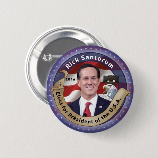Wählen Sie Rick Santorum für Präsidenten - 2016 Button (Vorne & Hinten)
