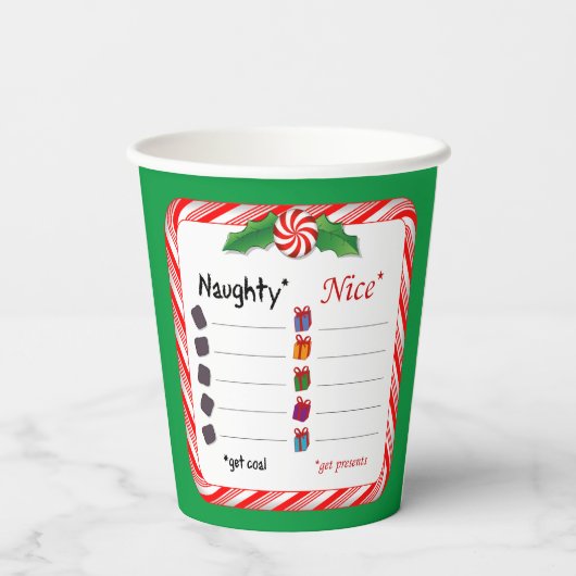 Wählen Sie Seiten! Naughty oder Nice Pappbecher (Rückseite)