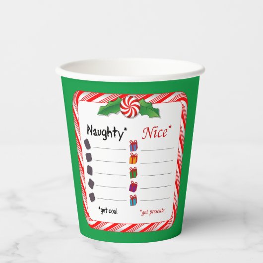 Wählen Sie Seiten! Naughty oder Nice Pappbecher (Vorderseite)