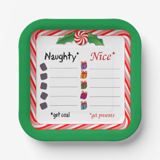 Wählen Sie Seiten! Naughty oder Nice Pappteller (Vorderseite)