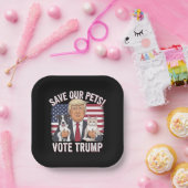 Wählen Sie Trump Rettete unsere Haustiere Katzen H Pappteller (Party)