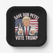 Wählen Sie Trump Rettete unsere Haustiere Katzen H Pappteller (Vorderseite)