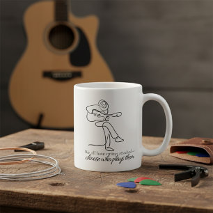 Wählen Sie, wer Ihre Saiten spielt Line Art Musik Kaffeetasse