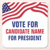 Wahlkampagne 2024 für die Kandidatur im eigenen La Rechteckiger Pappuntersetzer (Vorderseite)