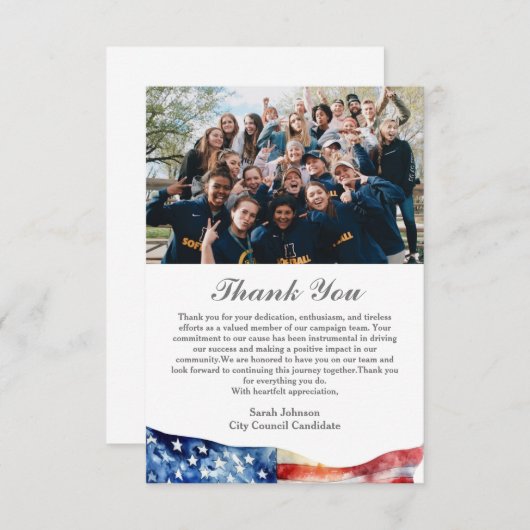 Wahlkampagne für Freiwillige Anerkennung Dankeskarte (Vorne/Hinten)