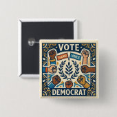 Wahlkampf-Abzeichen für Demokraten mit Lorbeerkran Button (Vorne & Hinten)