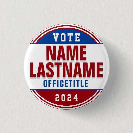 Wahlkampfschaltfläche rot, weiß blau button (Vorderseite)