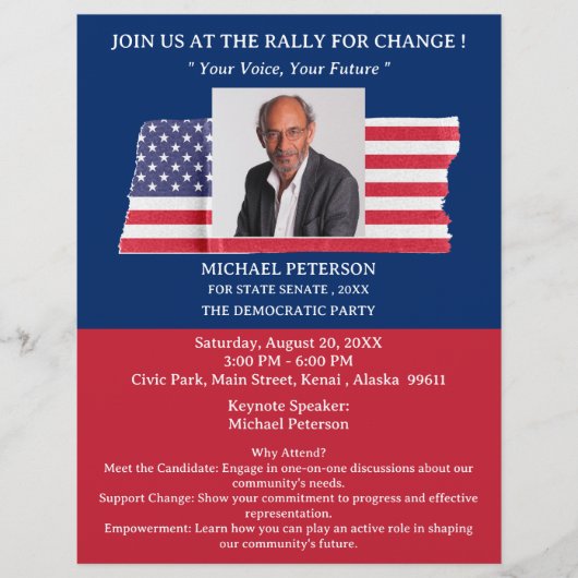 Wahlkampfveranstaltung oder Event USA Flyer (Vorne)