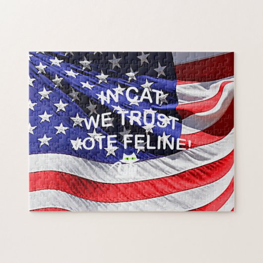 Wahlkatze mit amerikanischem Flag-Puzzle Puzzle (Horizontal)