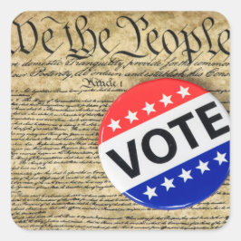 Wahlknopf zur US-Verfassung Quadratischer Aufkleber