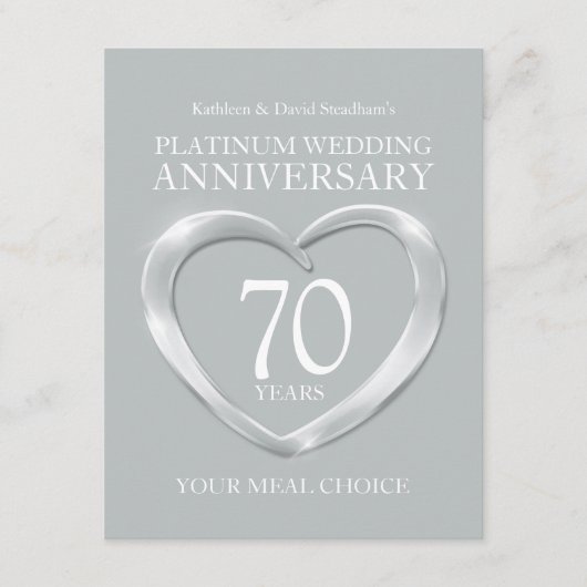 Wahlmöglichkeit für das 70. Platinum Hochzeitjubil Begleitkarte (Vorderseite)