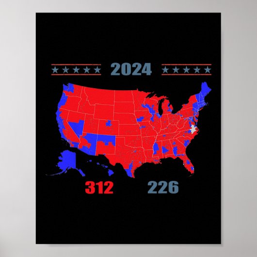 Wahlplan 2024 Trump 312 Rote Wahlen 2024 Res Poster (Vorne)
