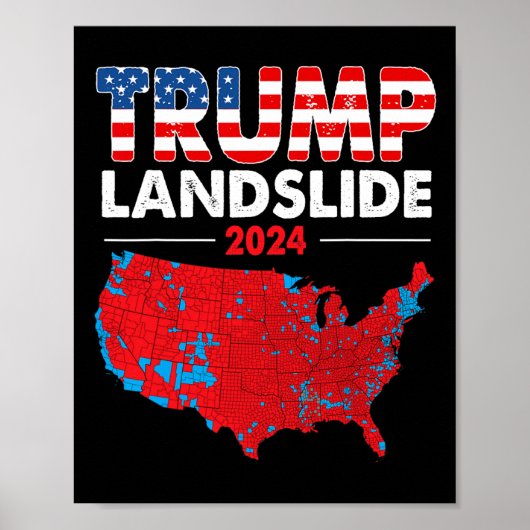 Wahlplan 2024 Trump Landslide Rote Wahl Ma Poster (Vorne)