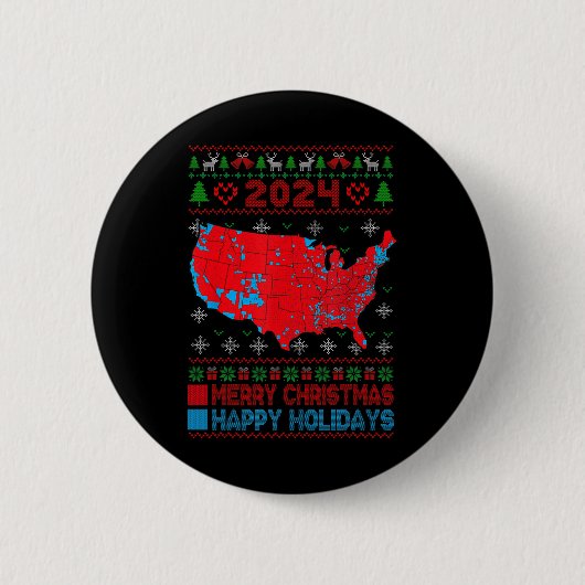 Wahlplan 2024 Trump Landslide Ugly Christmas Button (Vorderseite)