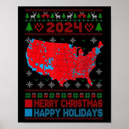 Wahlplan 2024 Trump Landslide Ugly Christmas Poster (Vorne)