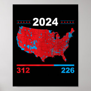 Wahlplan Trump 312 Red 2024 Wahlergebnisse Poster
