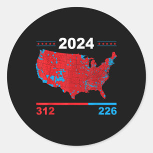 Wahlplan Trump 312 Red 2024 Wahlergebnisse Runder Aufkleber